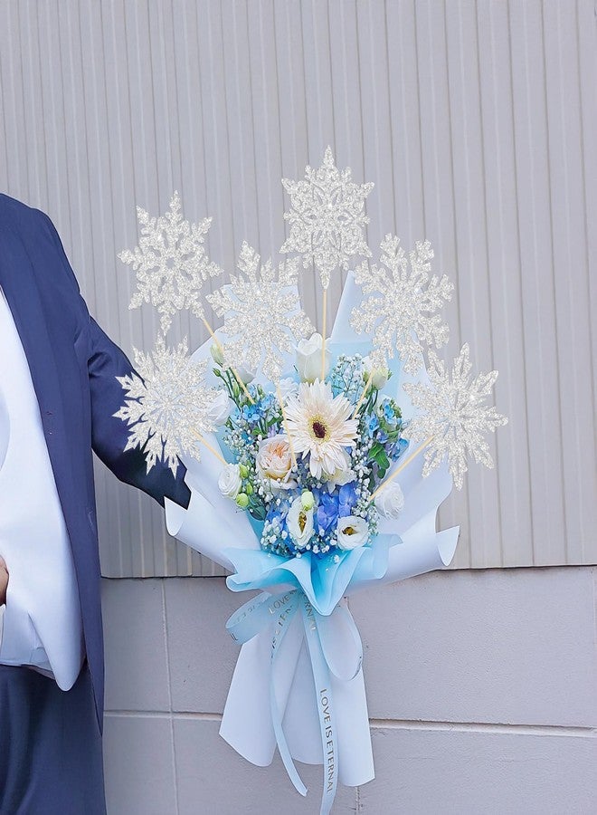 Ephlyn 12Pcs Snowflake Centerpiece Sticks Frozen Snowflake Table Flower Centerpieces Christmas Floral Decorations for Winter Wonderland Baby Shower Frozen Birthday Party Supplies Silver - Image 4